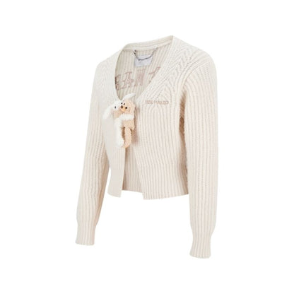 13DE MARZO Doozoo Cuddle Button Cardigan Beige