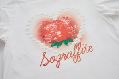 Sofitte Strawberry Pearl Printed Tee White