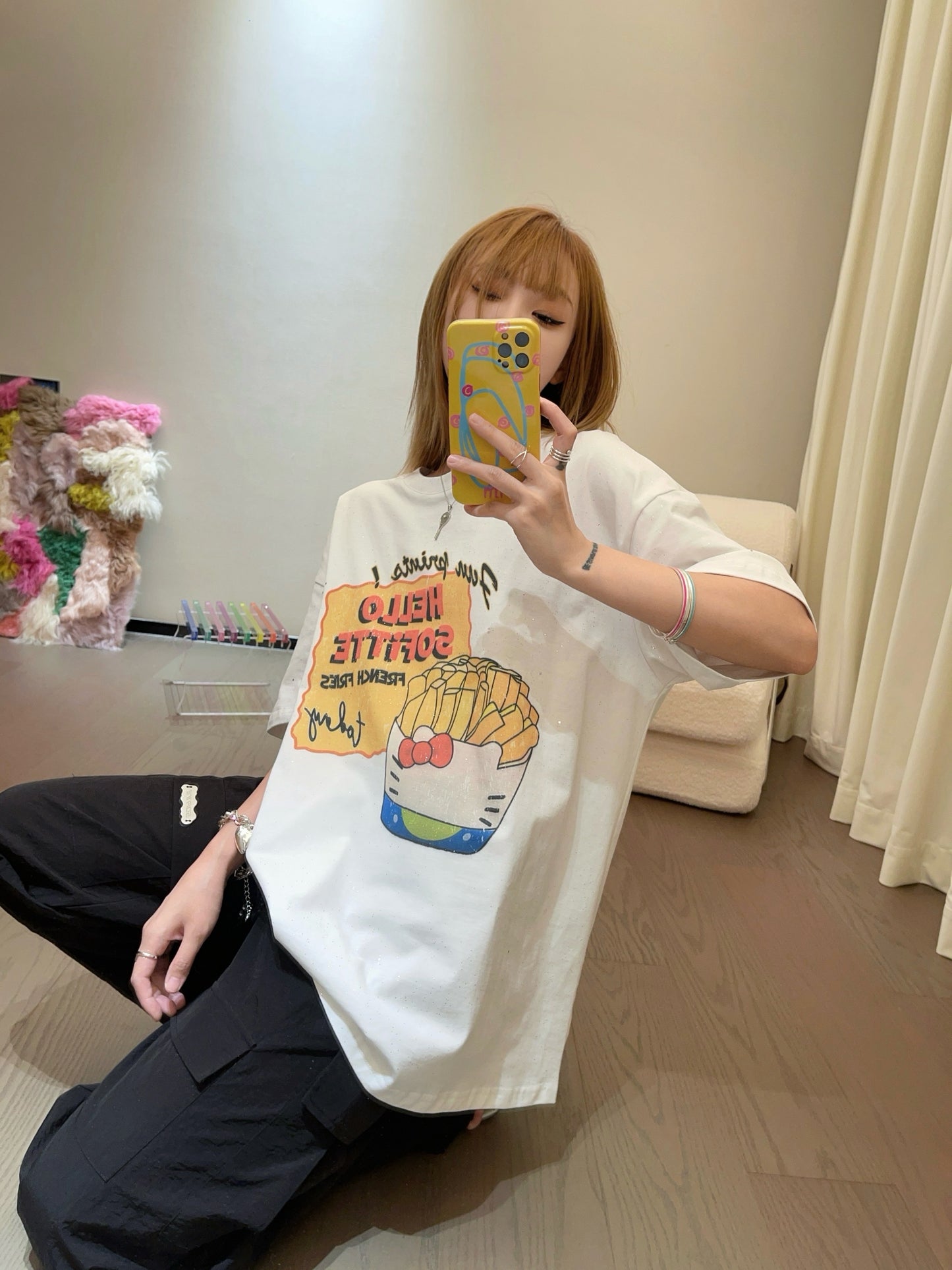 Sofitte Hello Kitty Graffiti French Fries Tee White