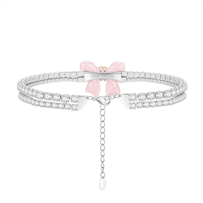 13DE MARZO Mini Bear Bow Choker Pink