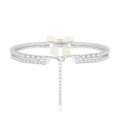 13DE MARZO Mini Bear Bow Choker White