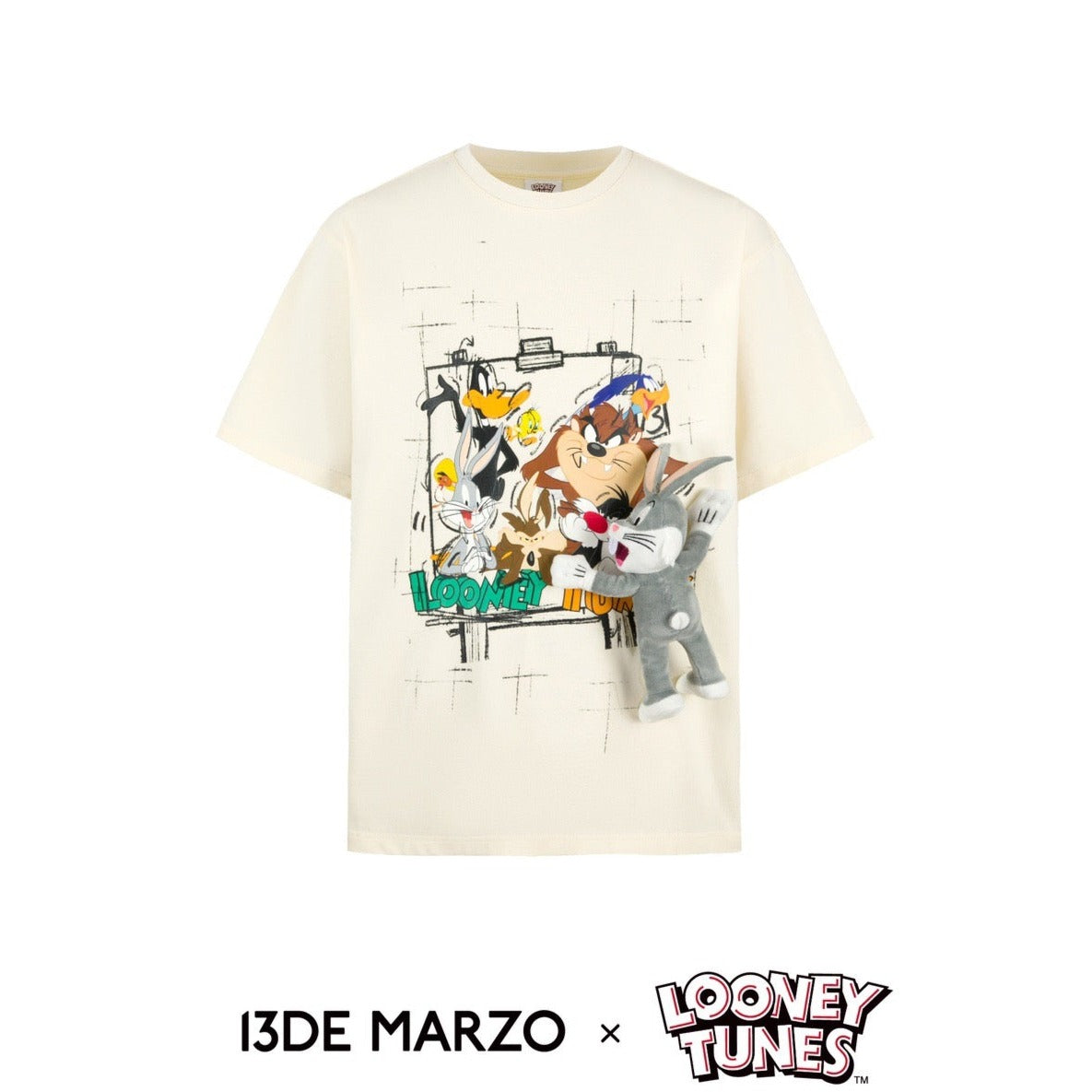 13DE MARZO x LOONEY TUNES All Member Frame T-shirt Marshmallow