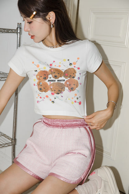 Andrea Martin Candy Puppy Crop Tee