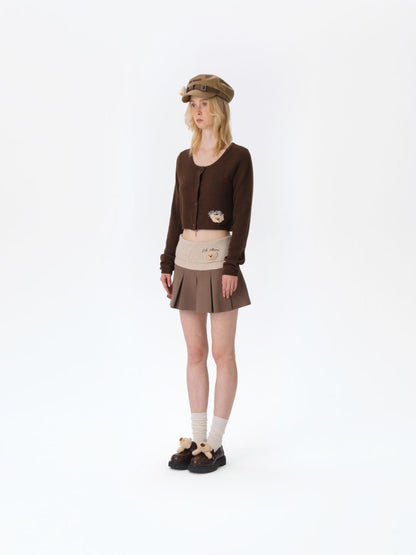 13DE MARZO Bear Head Upper Skirt Brown