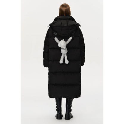 13DE MARZO Bear Down Long Puffer Jacket Black