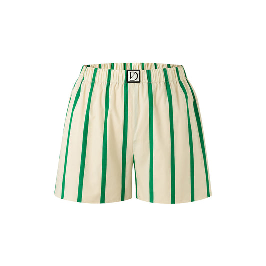 DIANA VEVINA Color Blocked Striped Shorts Green