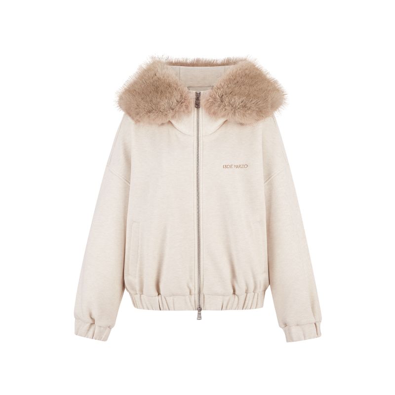 13DE MARZO Doozoo Zipper Hoodie Beige