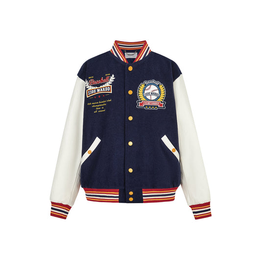 13DE MARZO Bear Baseball League Jacket Navy Blue