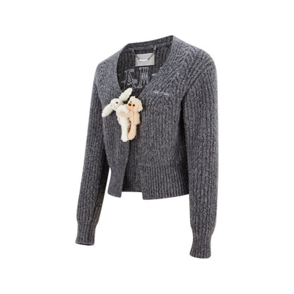 13DE MARZO Doozoo Cuddle Button Cardigan Dark Grey