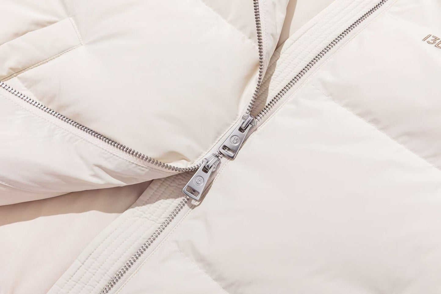 13DE MARZO Bear Fuzzy Hood Down Jacket Almond