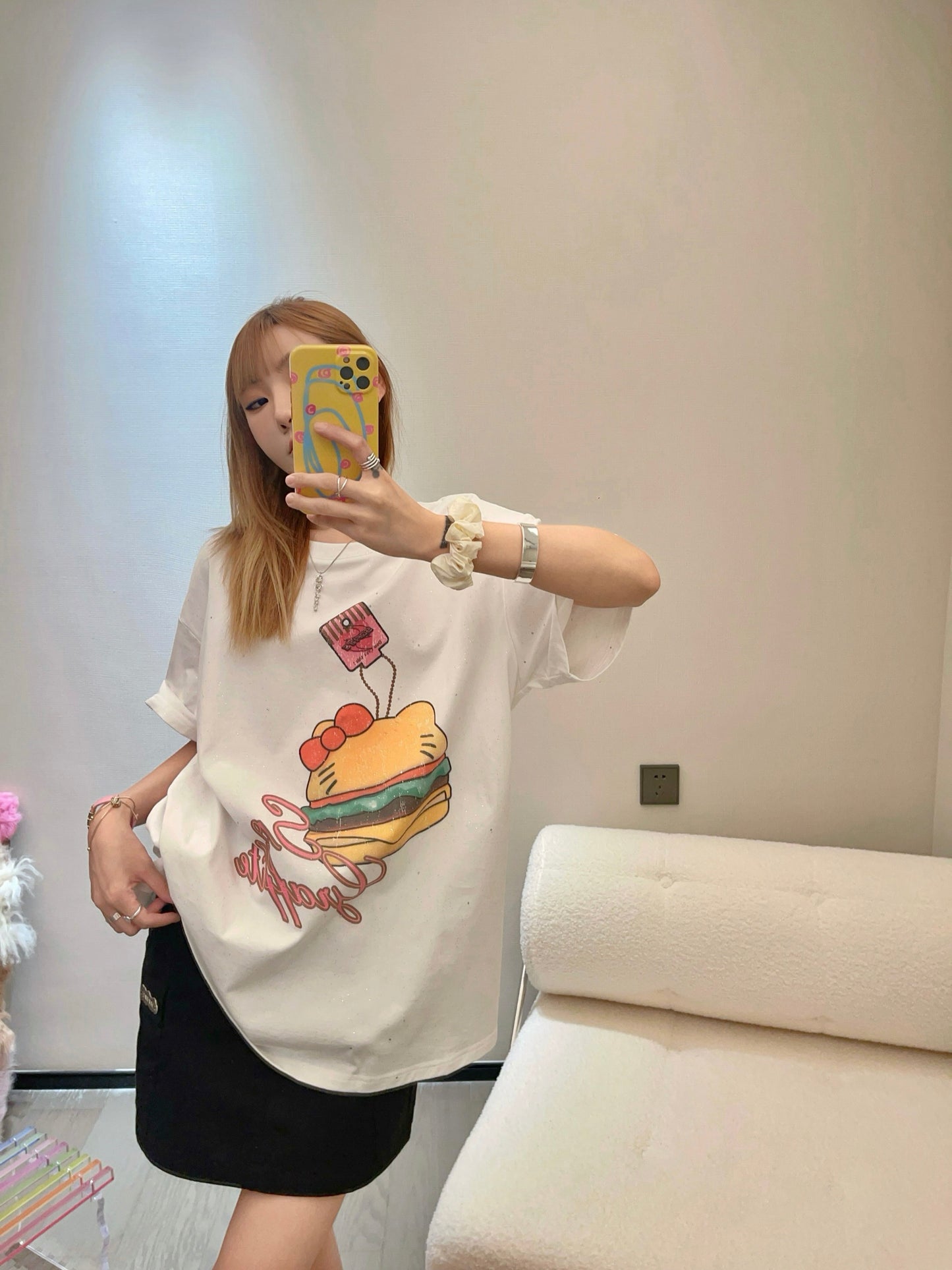 Sofitte Hello Kitty Graffiti Hamburger Tee White