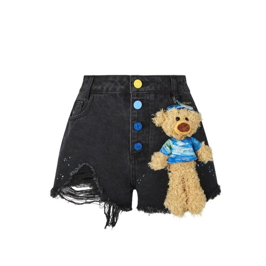 13DE MARZO Van Gogh Masterpiece Denim Shorts Tap Shoe