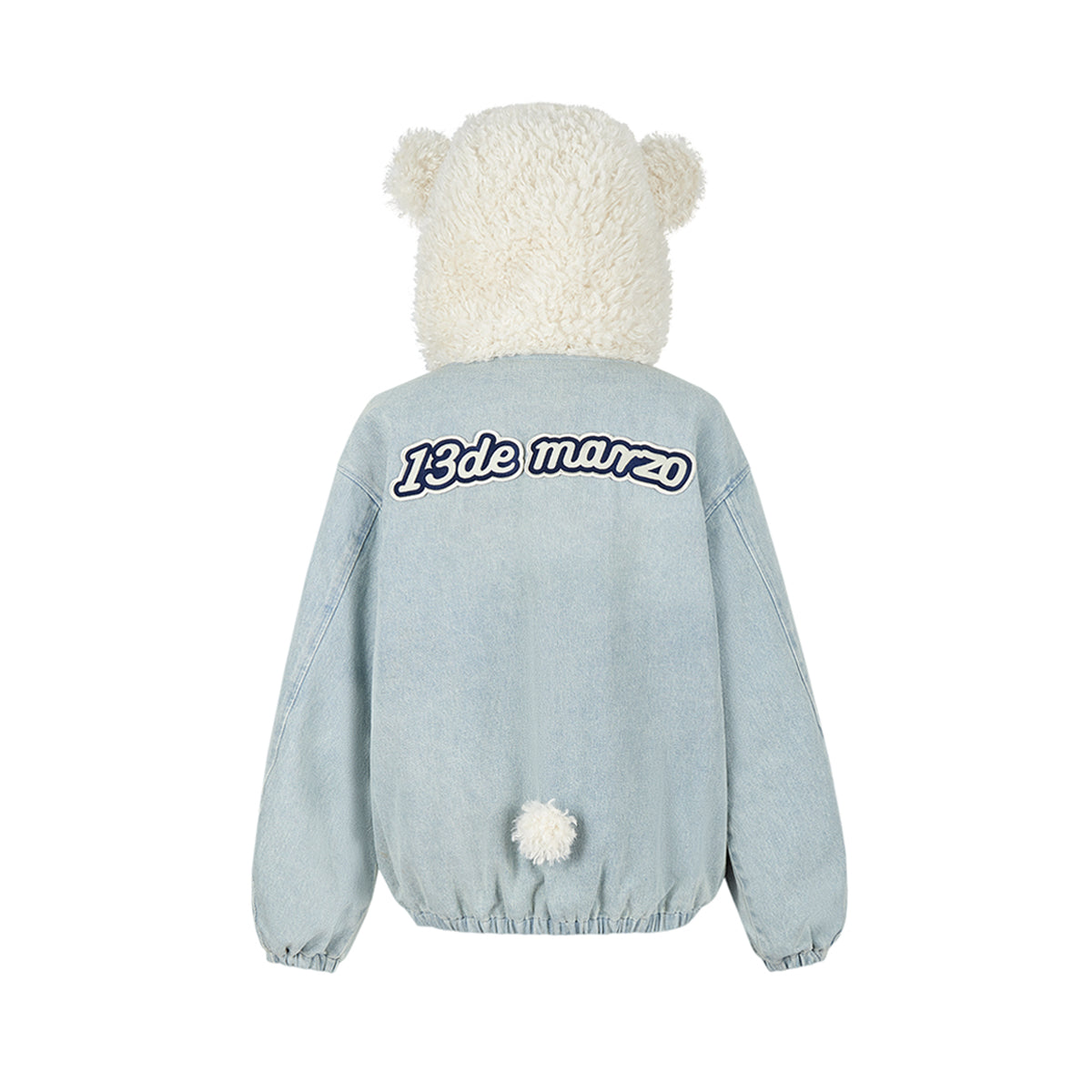 13DE MARZO Bear Set Padded Hoodie Blue