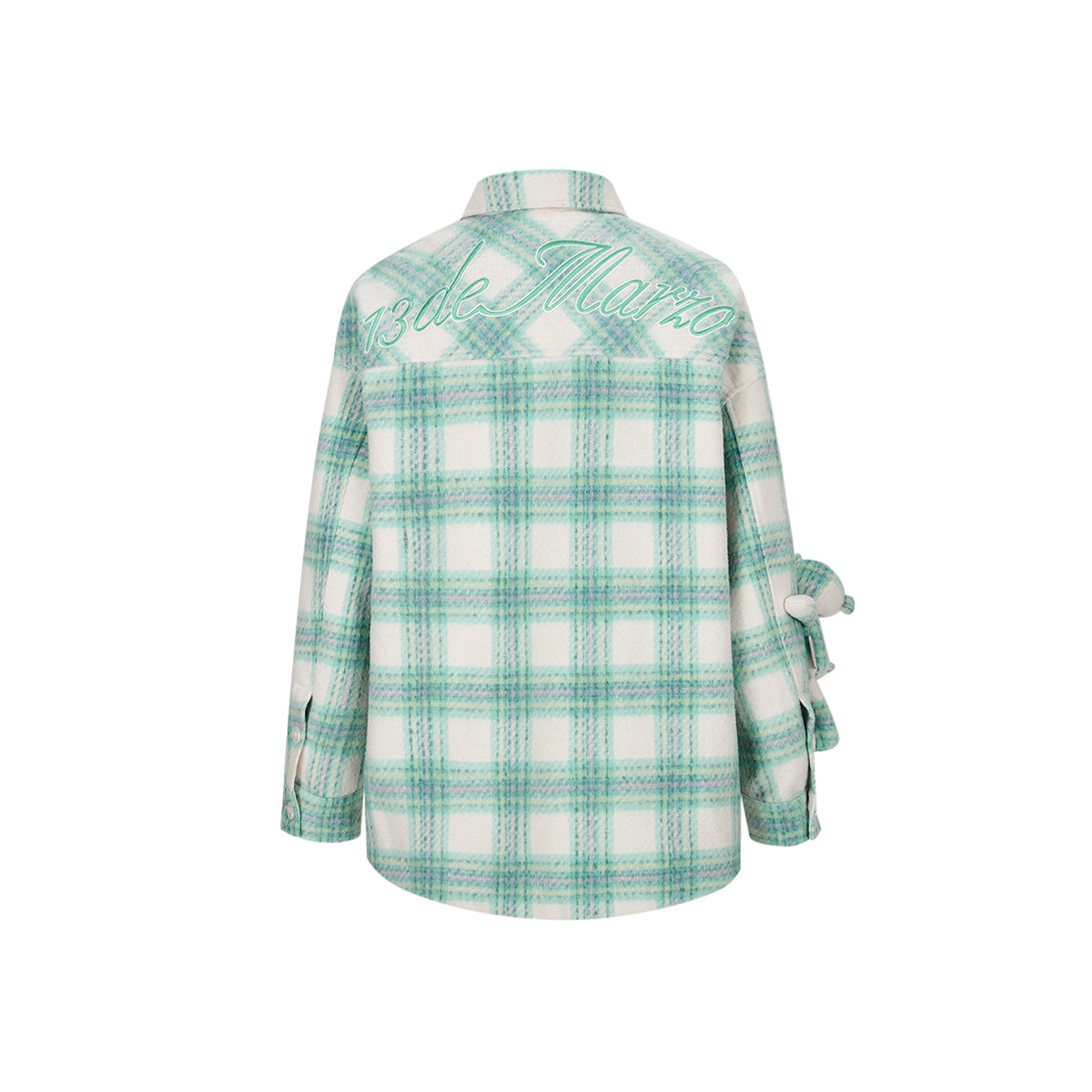 13DE MARZO Plaid Bear Woven Coat Green