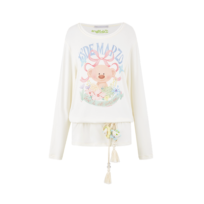 13DE MARZO Floral Bear Tee White