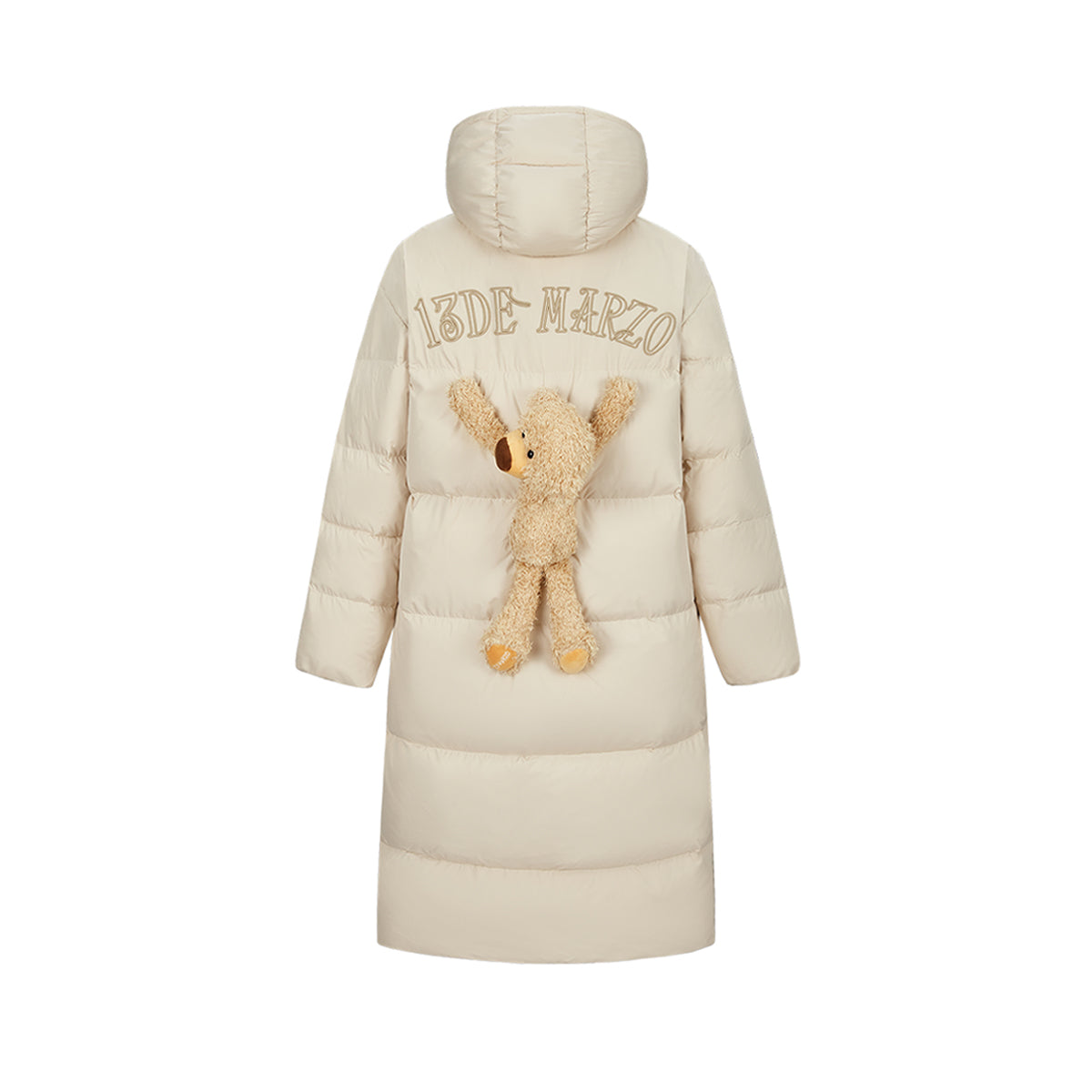 13DE MARZO Bear Down Long Puffer Jacket Beige