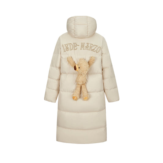 13DE MARZO Bear Down Long Puffer Jacket Beige