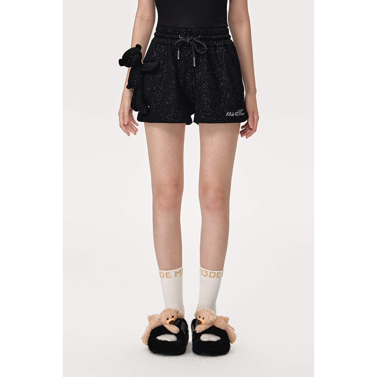 13DE MARZO Star Sand Shorts Black