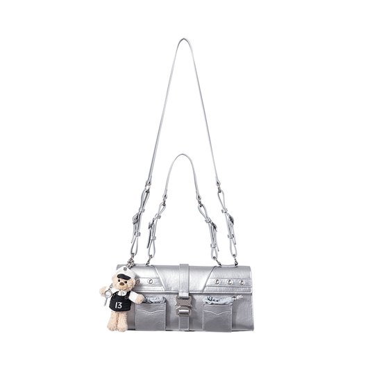 13DE MARZO Sheriff Bear Baguette Bag Silver