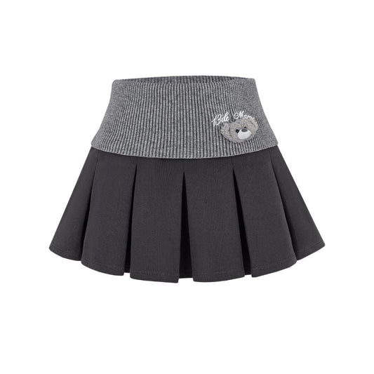 13DE MARZO Bear Head Upper Skirt Dark Grey