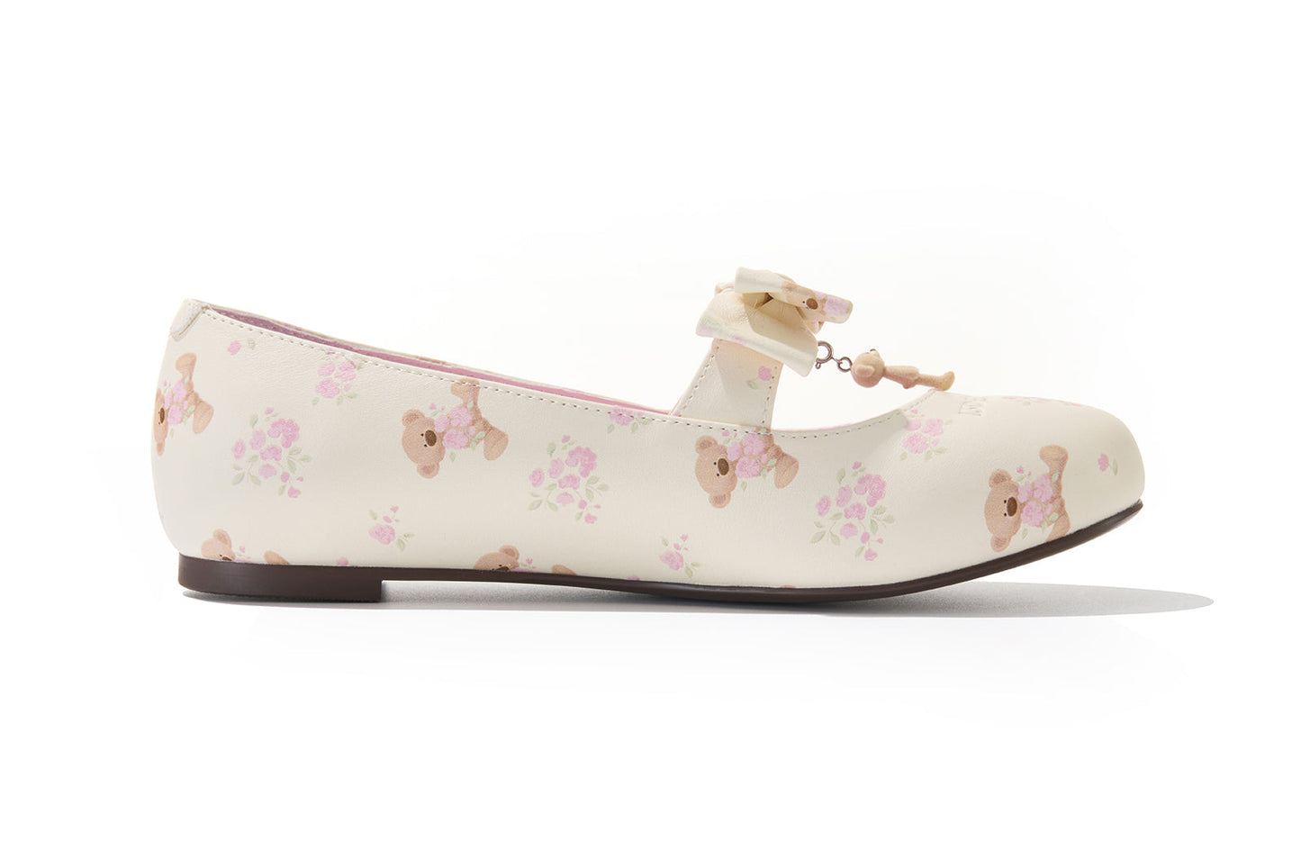 13DE MARZO Floral-Print Lined Ballet Flats Beige
