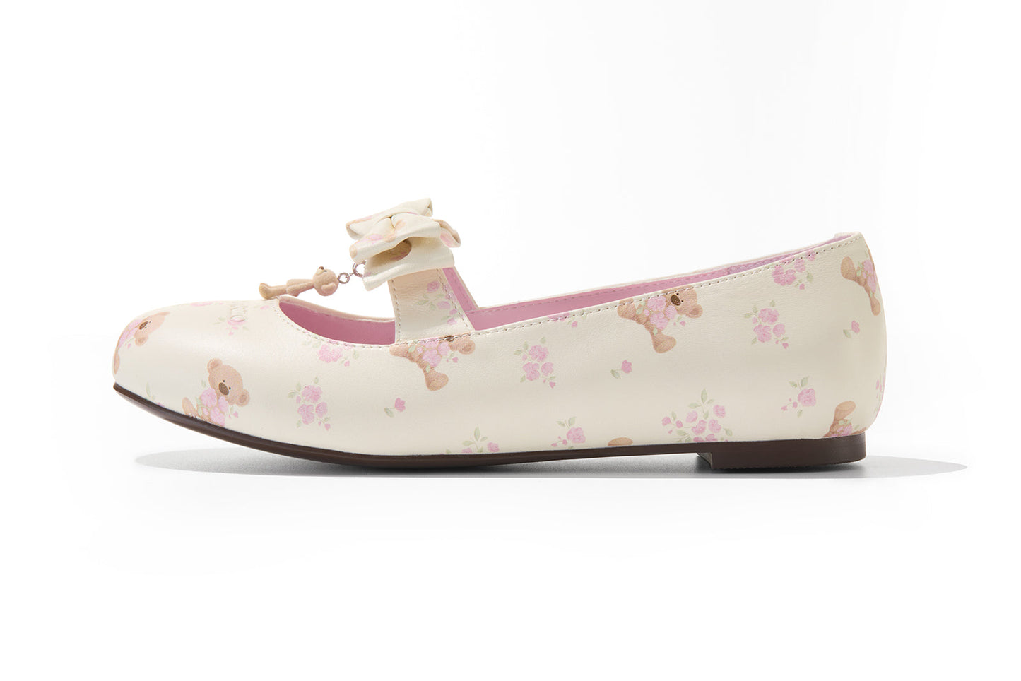 13DE MARZO Floral-Print Lined Ballet Flats Beige