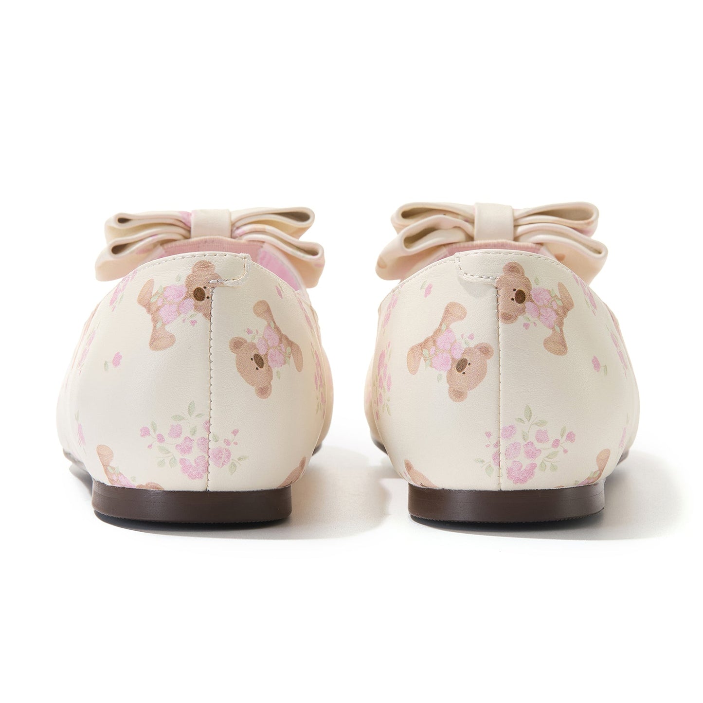 13DE MARZO Floral-Print Lined Ballet Flats Beige