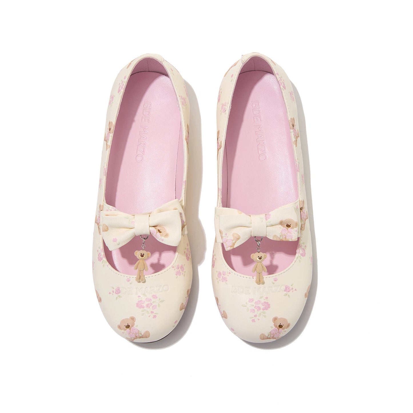 13DE MARZO Floral-Print Lined Ballet Flats Beige
