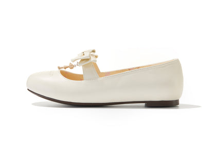 13DE MARZO Floral-Print Lined Ballet Flats White