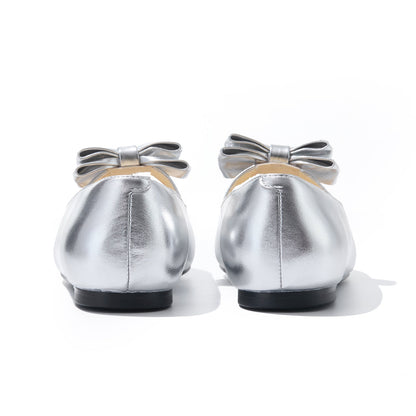 13DE MARZO Floral-Print Lined Ballet Flats Silver