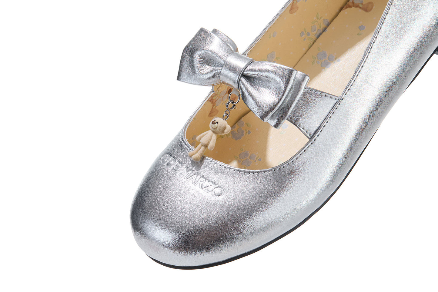 13DE MARZO Floral-Print Lined Ballet Flats Silver