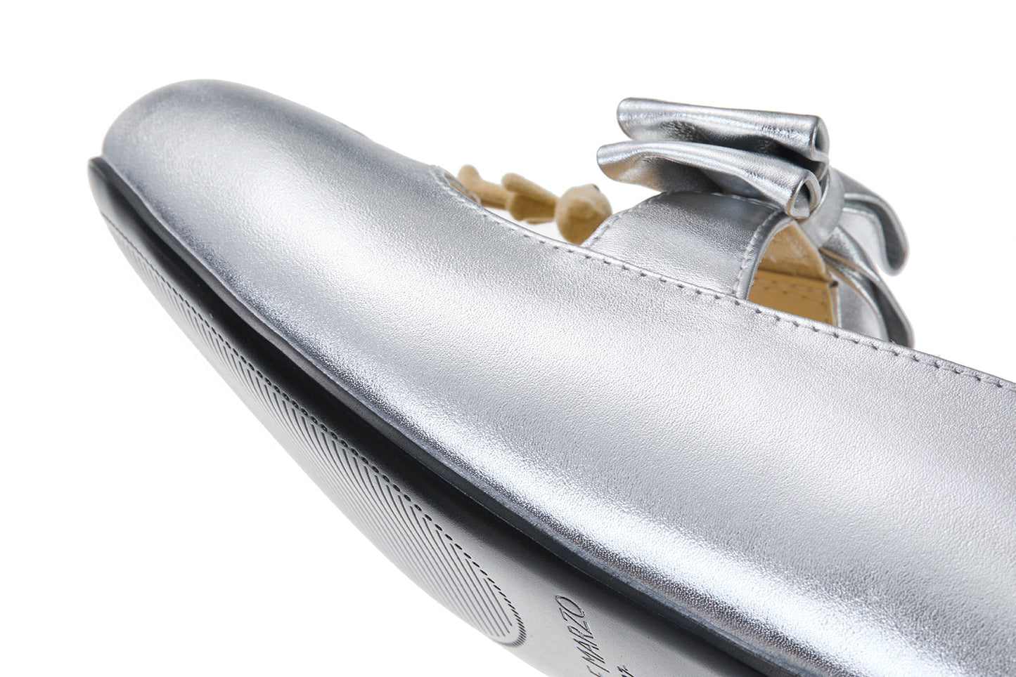 13DE MARZO Floral-Print Lined Ballet Flats Silver
