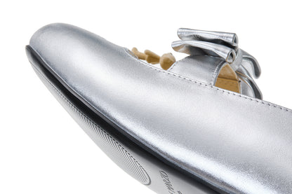 13DE MARZO Floral-Print Lined Ballet Flats Silver
