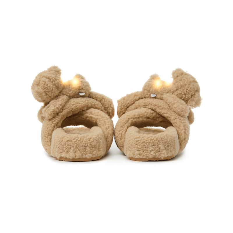 13DE MARZO Luminous Bear Criscross Slippers Khaki