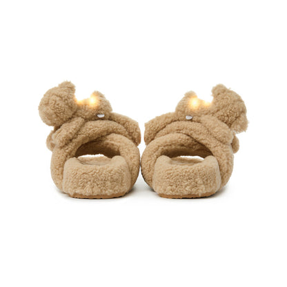 13DE MARZO Luminous Bear Criscross Slippers Khaki