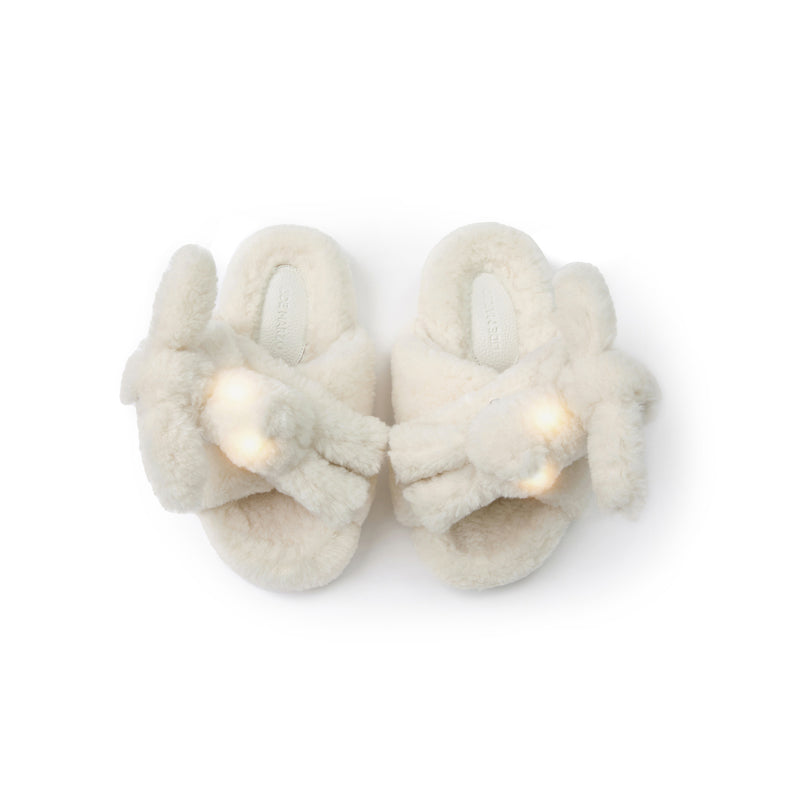 13DE MARZO Luminous Bear Criscross Slippers White