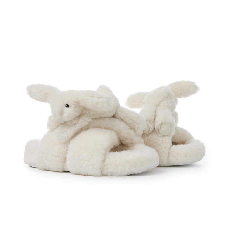 13DE MARZO Luminous Bear Criscross Slippers White