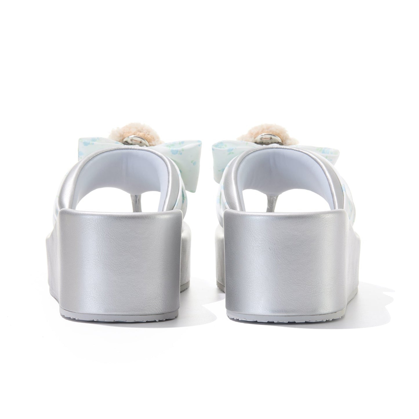 13DE MARZO Floral-print Wedge Sandals Silver