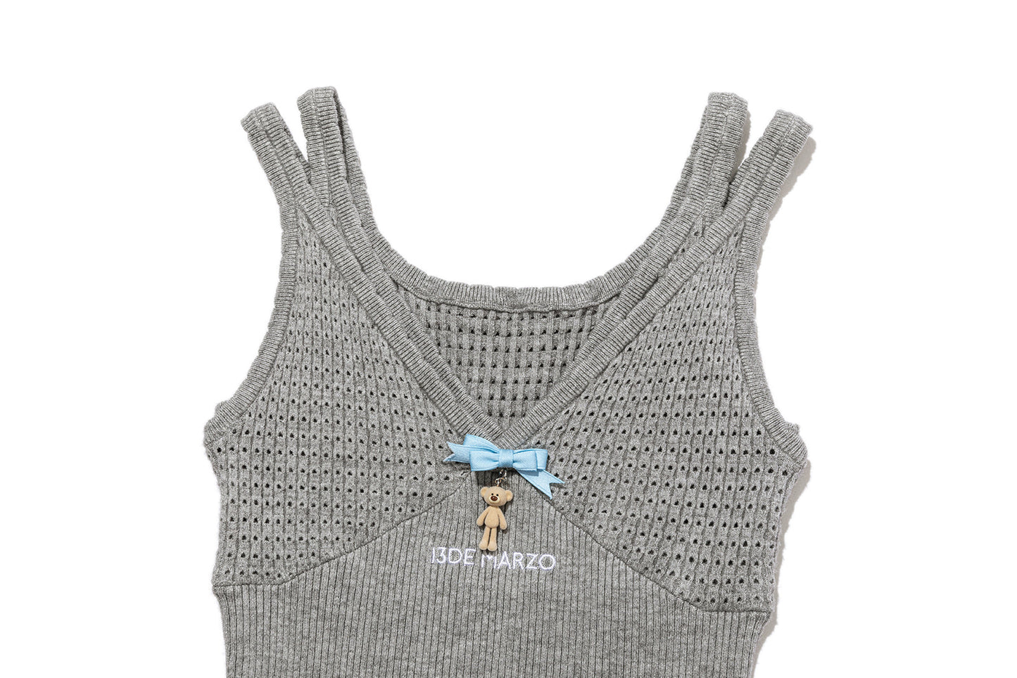 13DE MARZO Two-piece Style Lace-up Sleeveless Top Grey