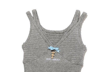13DE MARZO Two-piece Style Lace-up Sleeveless Top Grey