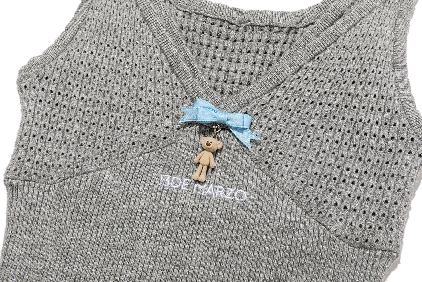 13DE MARZO Two-piece Style Lace-up Sleeveless Top Grey