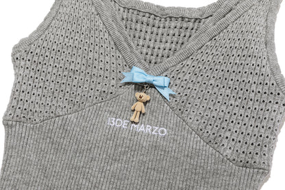 13DE MARZO Two-piece Style Lace-up Sleeveless Top Grey