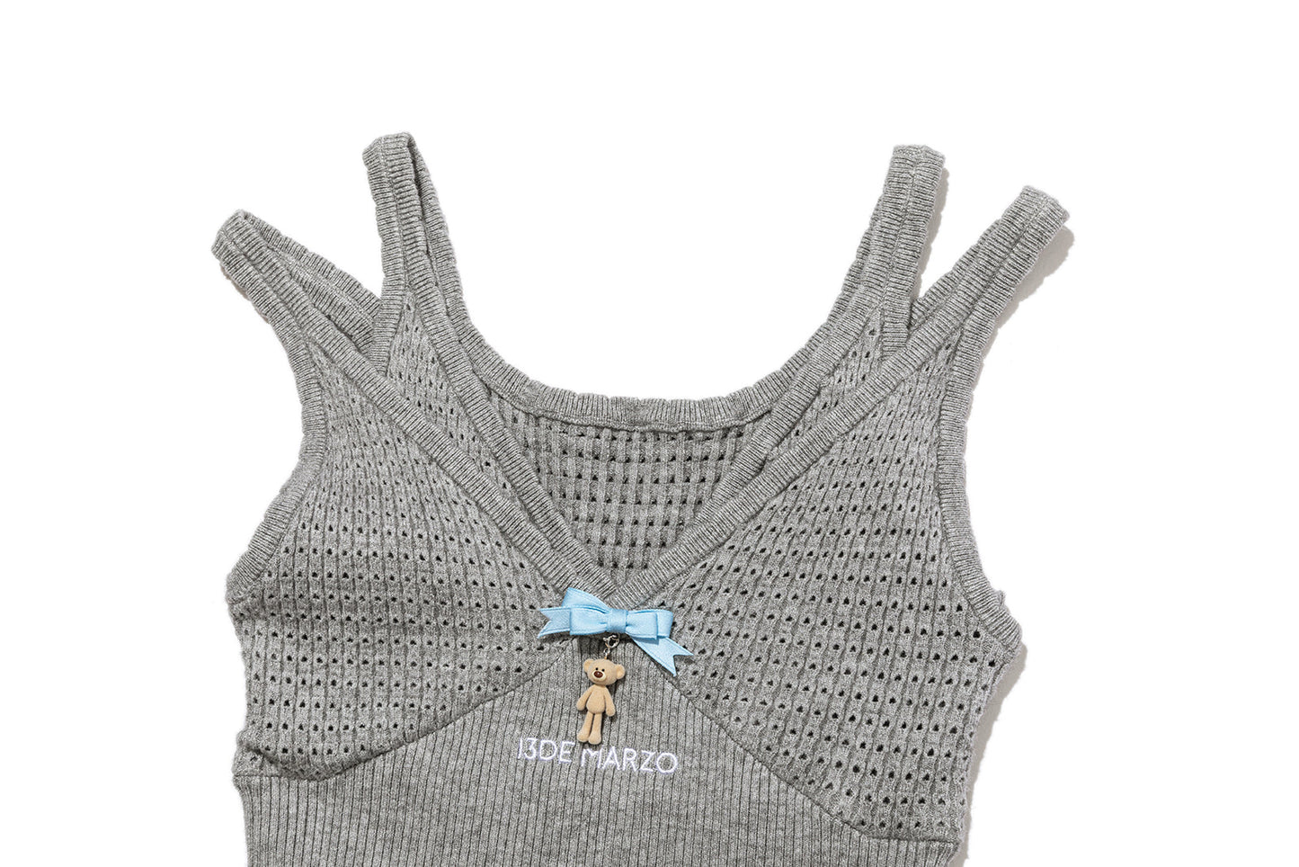 13DE MARZO Two-piece Style Lace-up Sleeveless Top Grey