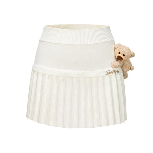13DE MARZO Doozoo Knitted Pleated Skirt White