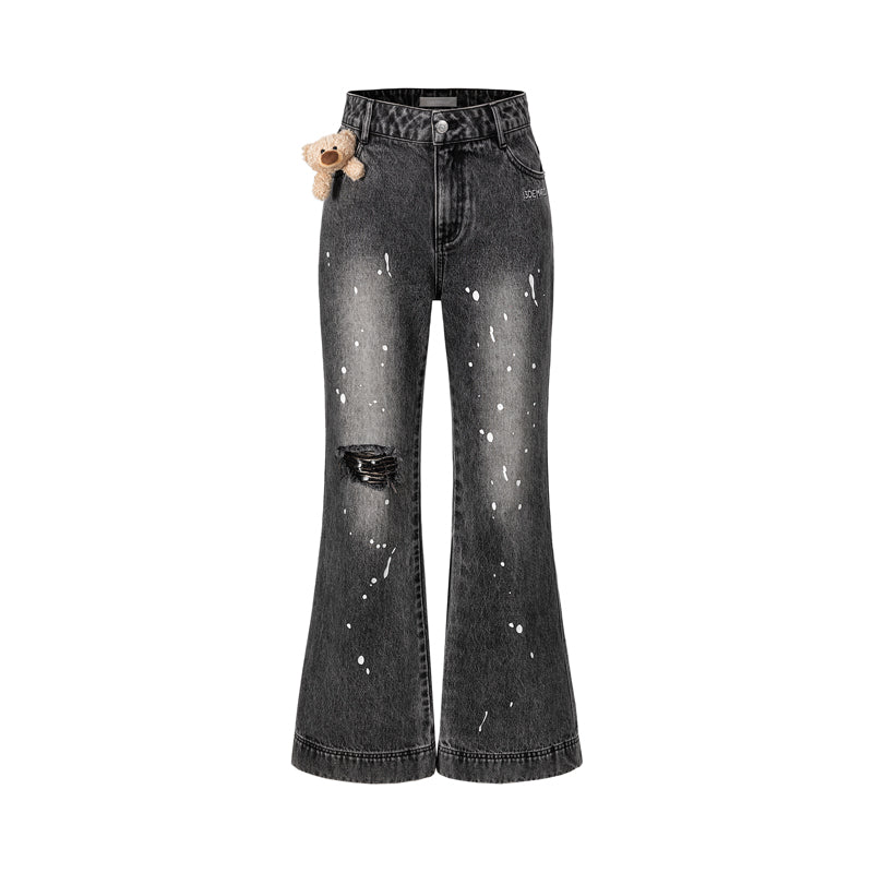 13DE MARZO Doozoo Spray Paint Jeans Black