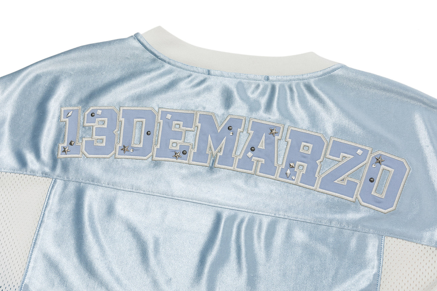 13DE MARZO Bear Cheerleader Satin Jersey T-shirt Blue