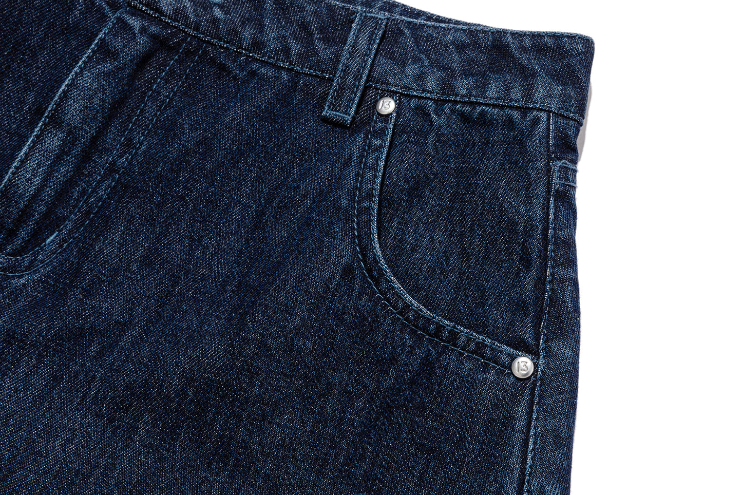 13DE MARZO Two-piece Style Smocked Denim Skirt Navy Blue