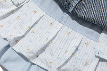 13DE MARZO Two-piece Style Smocked Denim Skirt Navy Blue