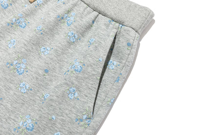 13DE MARZO Floral Print Sweatpants Shorts Grey