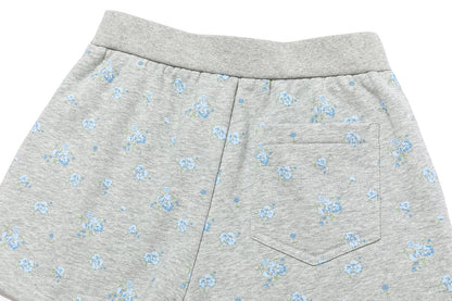 13DE MARZO Floral Print Sweatpants Shorts Grey